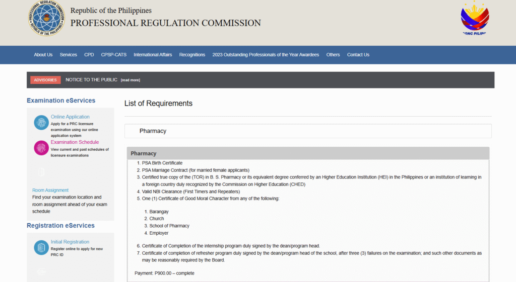 Pharmacist Board Exam Application Requirements.