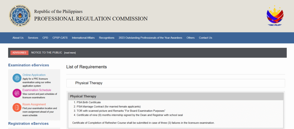 Physical Therapist Board Exam Application and Requirements