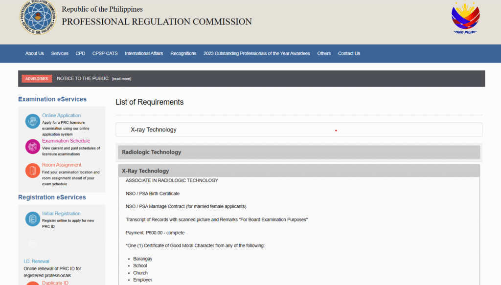 X-Ray Technologist Board Exam Application Requirements