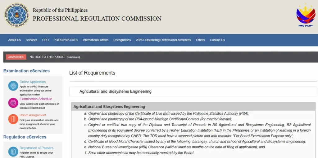 Agricultural and Biosystem Engineering Board Exam Application  and Requirements
