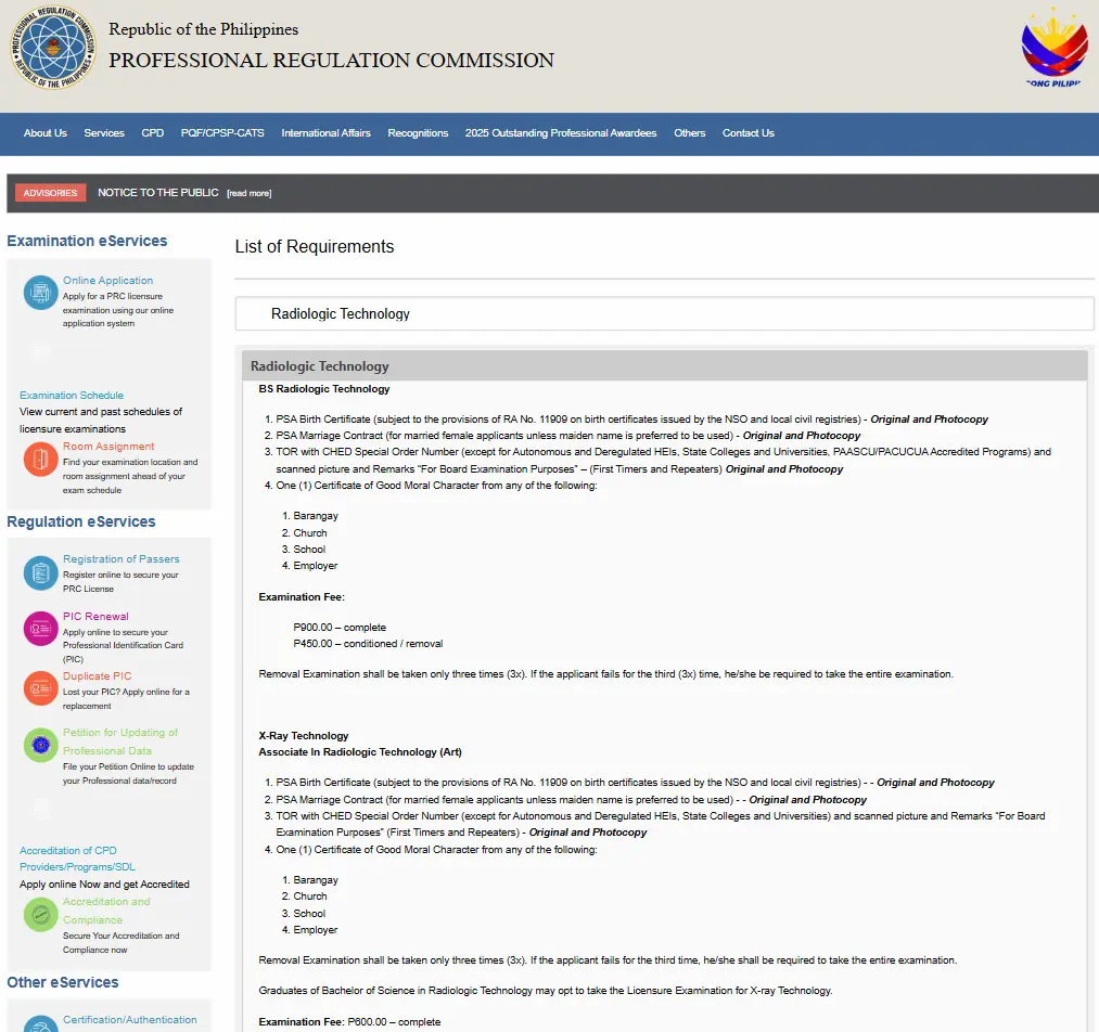 Radiologic Technologist Board Exam Application Requirements
