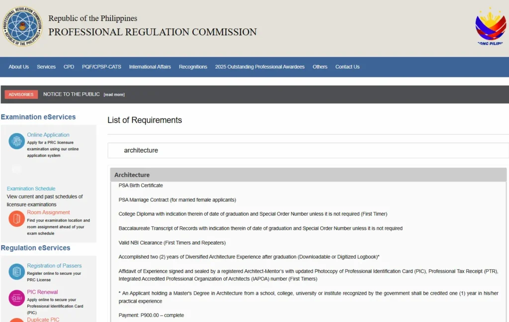Architect Board Exam Application Requirements