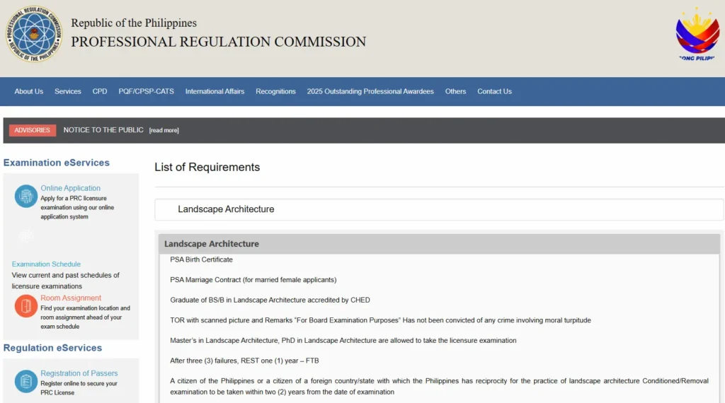 Landscape Architect Board Exam Application Requirements
