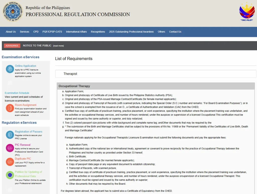 Occupational Therapist Board Exam Application Requirements