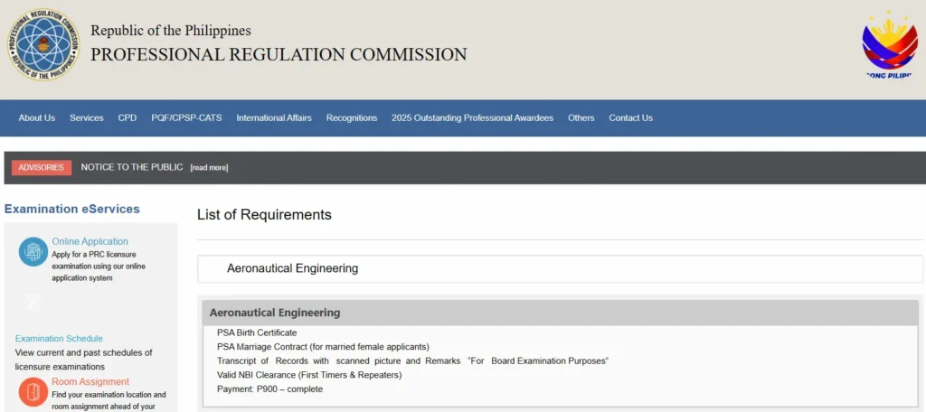 Aeronautical Engineer Board Exam Application Requirements